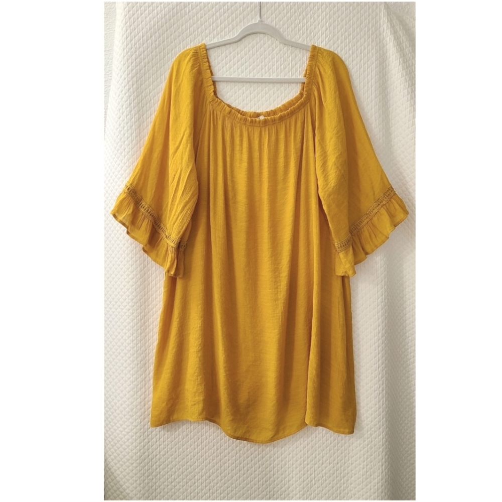 Naif ruffle bell sleeves on off the shoulder lined dress